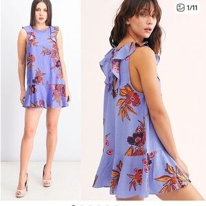 Free People Tulum Floral Linen Mini Dress